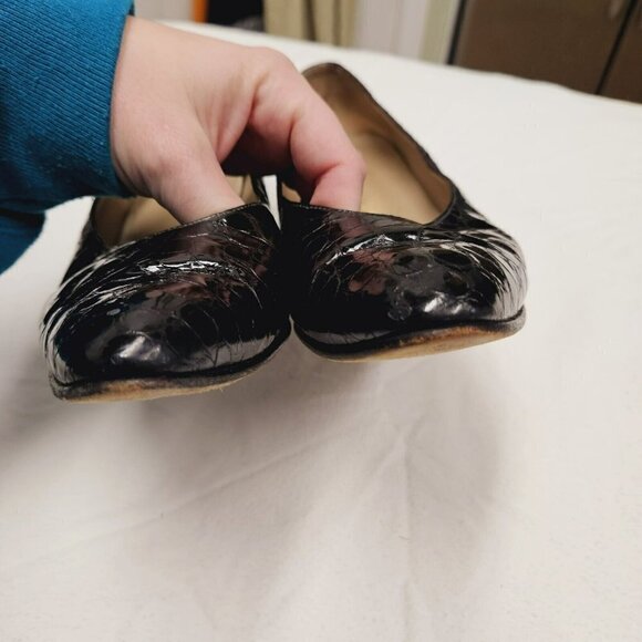 Salvatore Ferragamo 80s Vintage Sz 8 B Black  Embossed Leather Pumps Minor Flaws - Picture 2 of 16